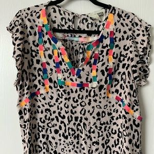 Savanna Jane leopard top with embroidered accents 1X